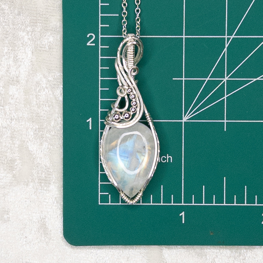 Rainbow Moonstone .925 Sterling Silver Pendant