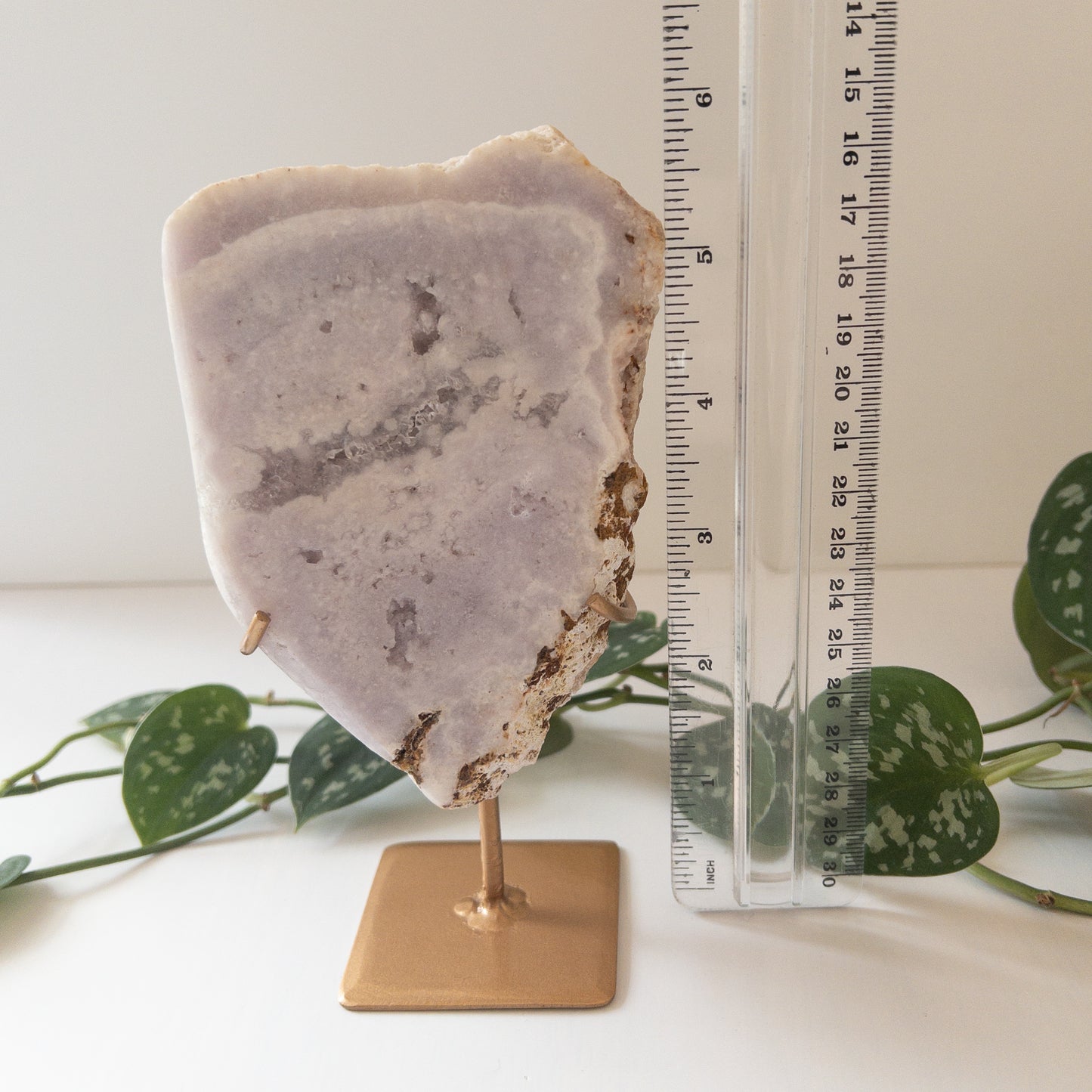 Pink Amethyst Half Polished Freeform & Stand - Brazil