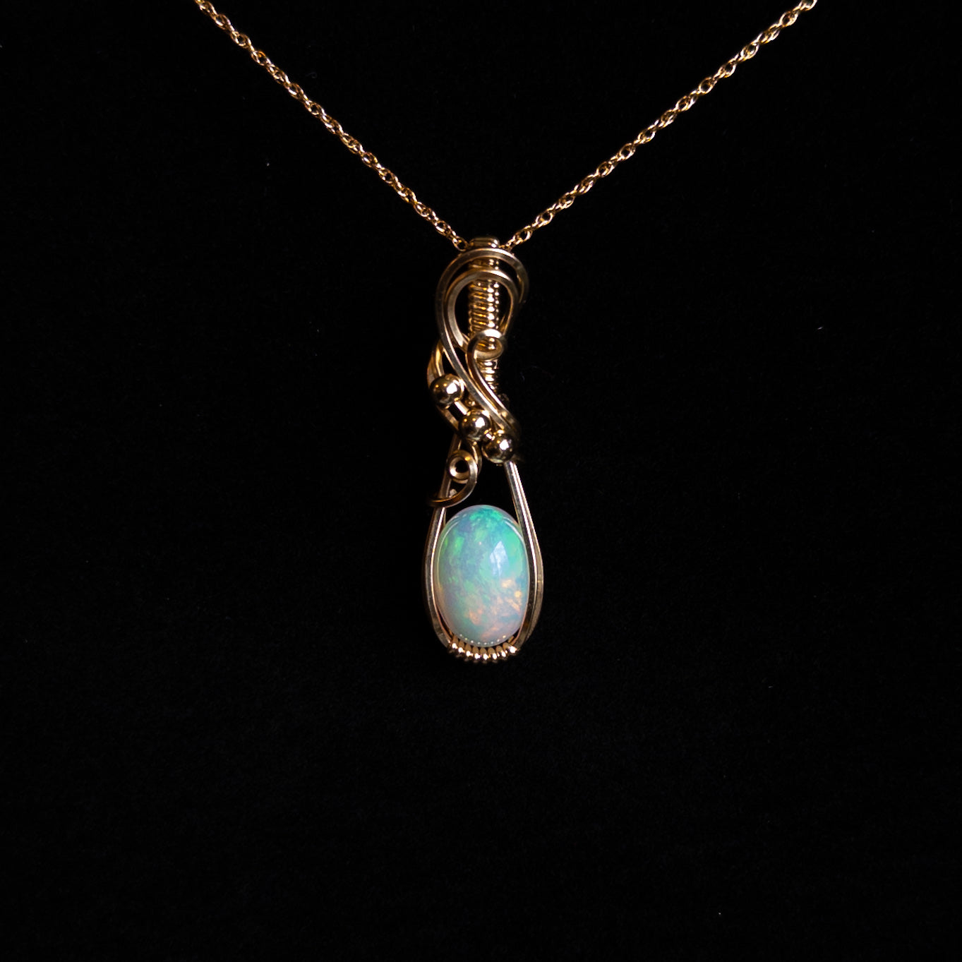 4 Carat Ethiopian Opal 14k Gold Filled Wrapped Pendant