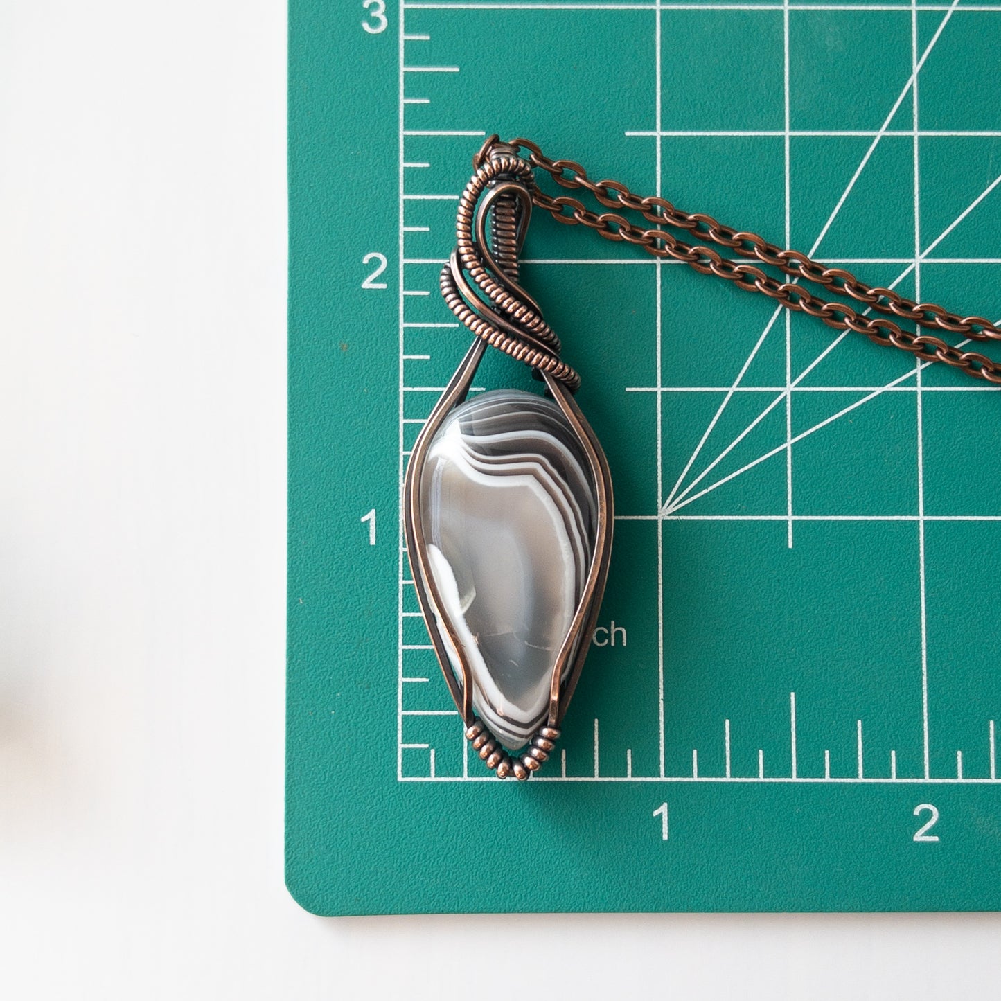 Botswana Agate & Copper Wrapped Pendant