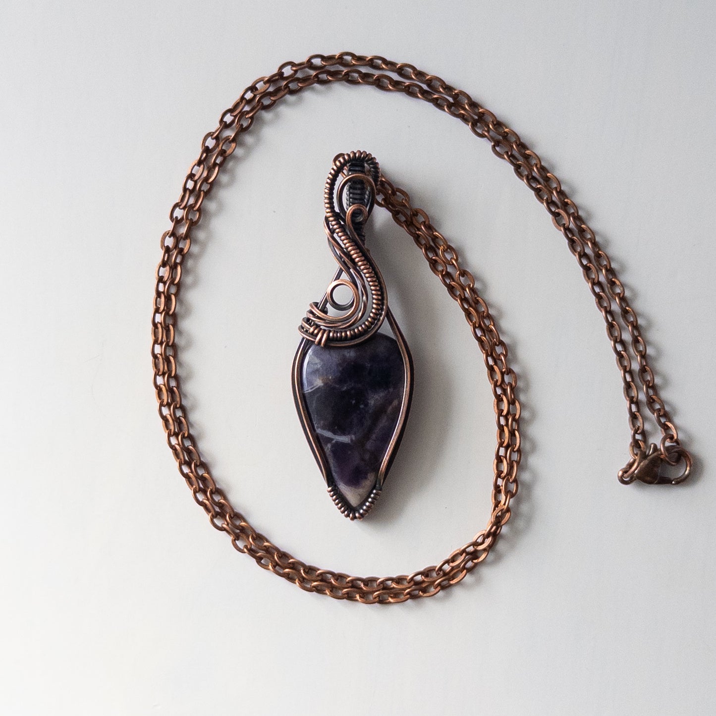 Tiffany Stone Antiqued Copper Wrapped Pendant