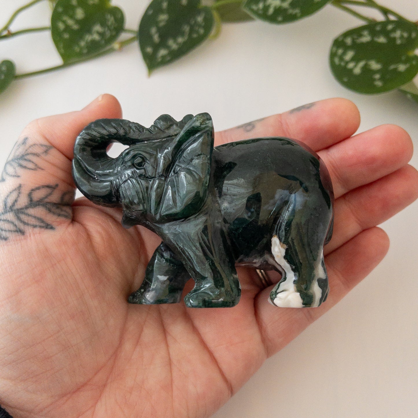 Moss Agate Elephant
