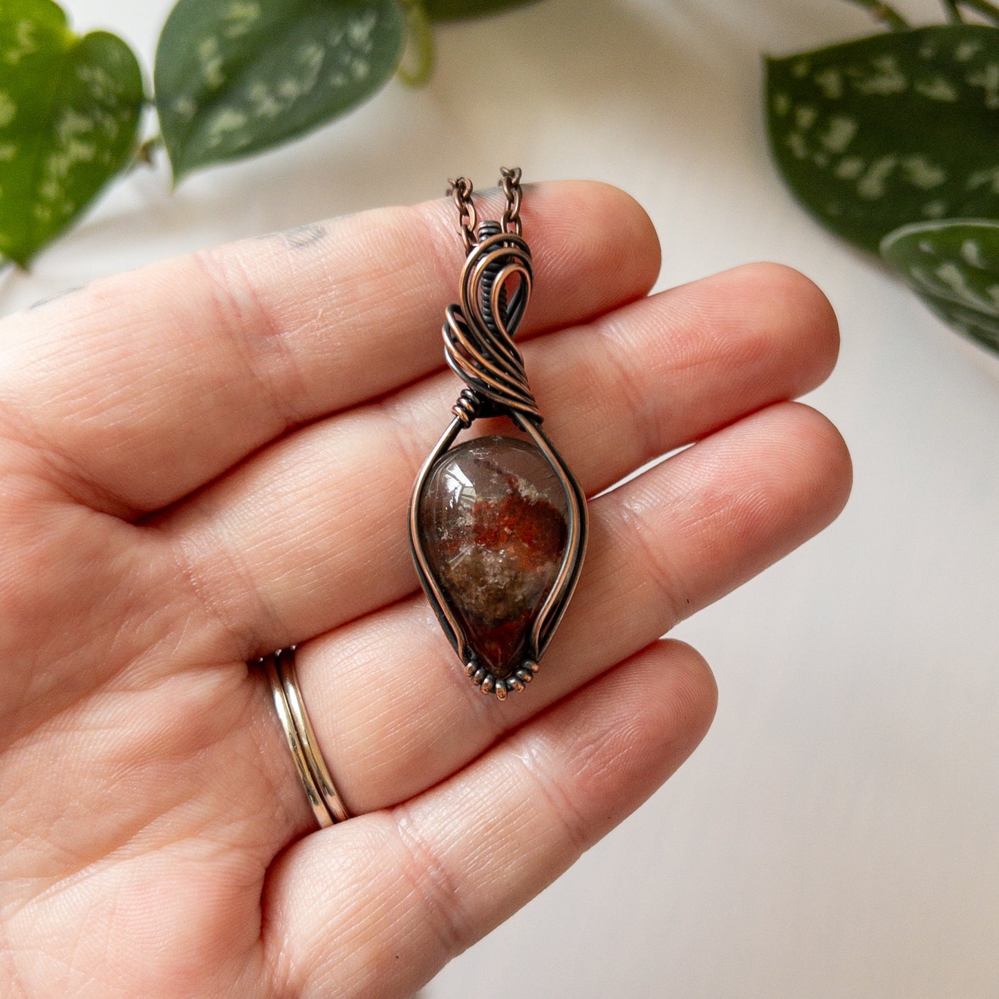 Garden Quartz & Copper Wrapped Pendant