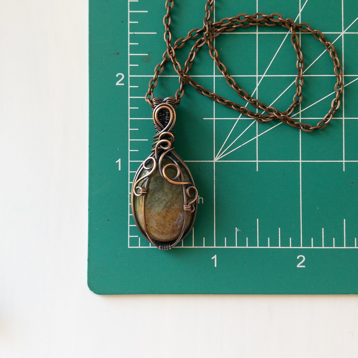 Pumpkin Pendant - Sea Jasper & Copper B
