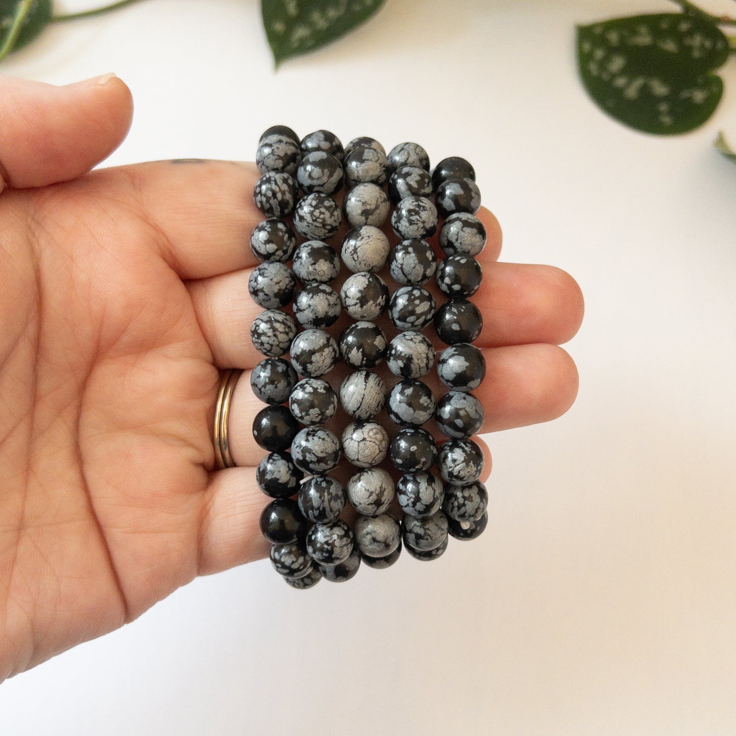 Snowflake Obsidian Stretch Bracelet (8.5mm)
