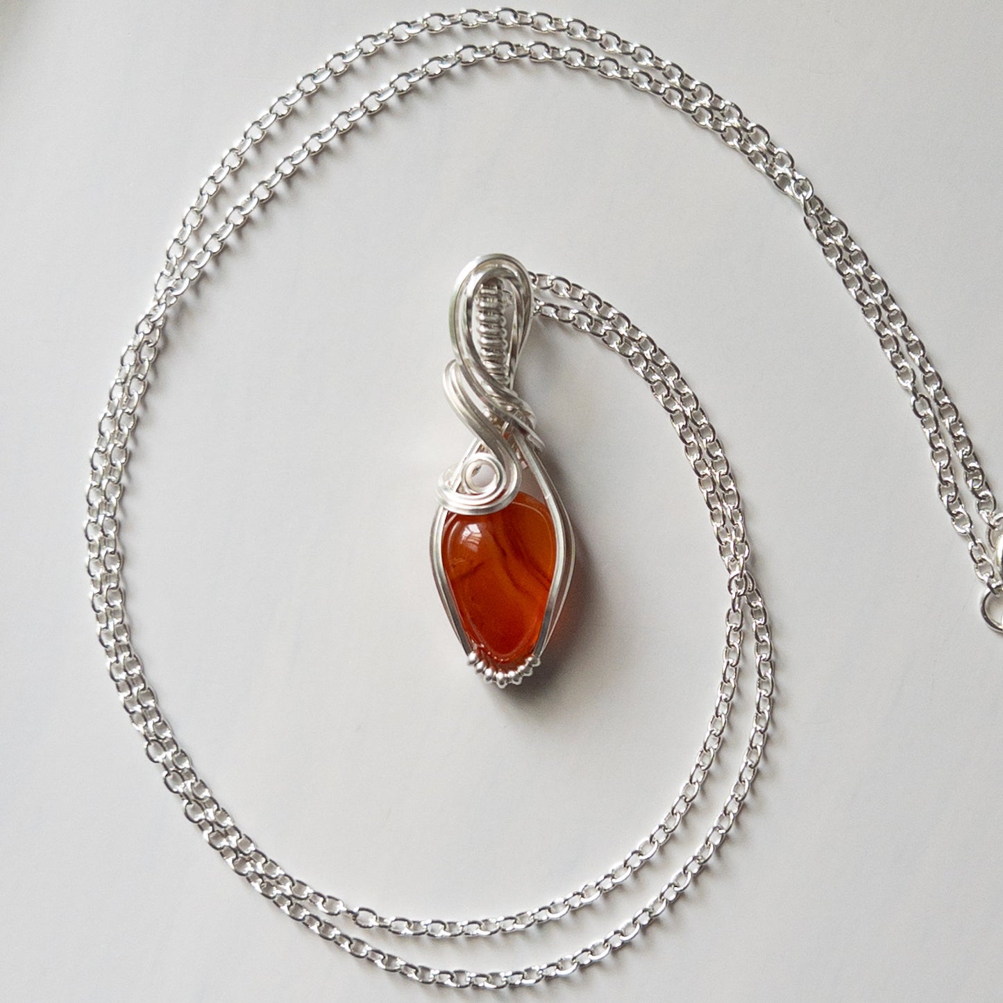 Carnelian & Sterling Silver Wrapped Mini Pendant