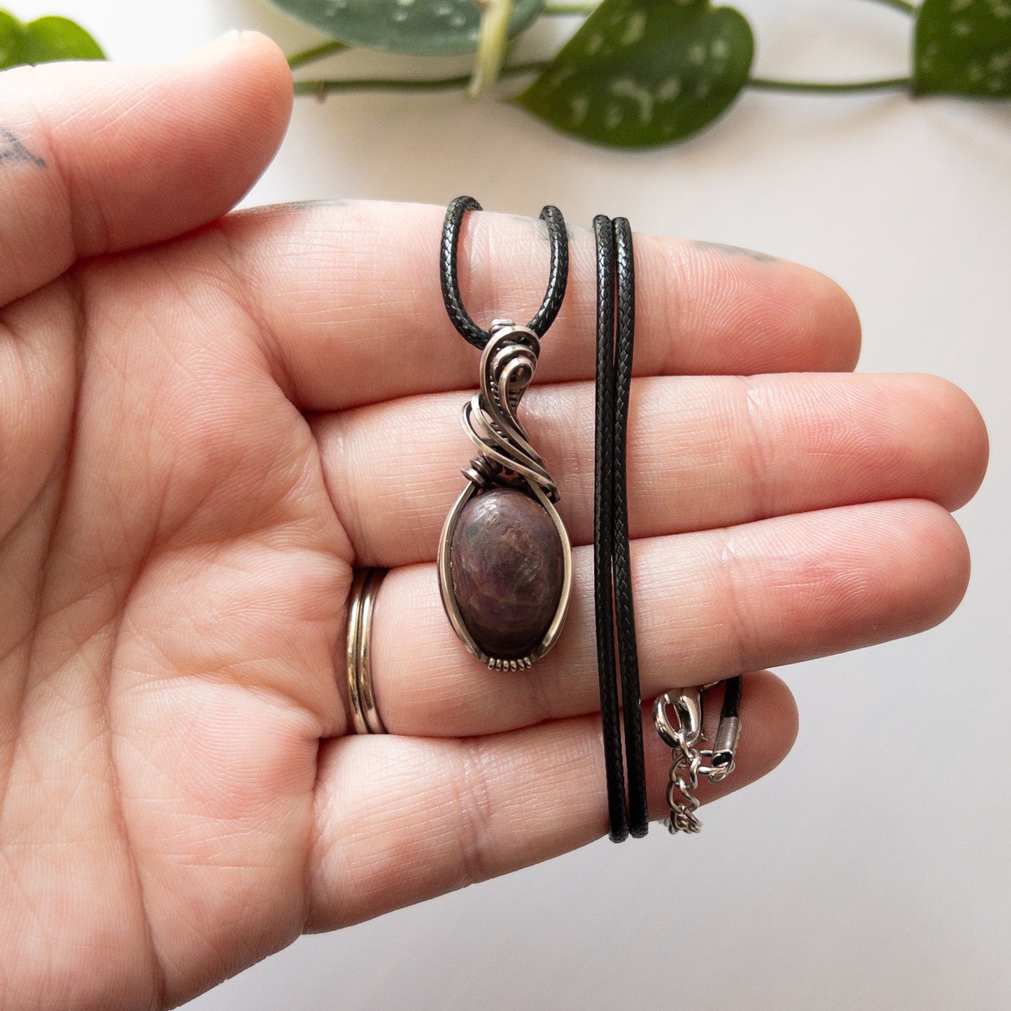 Ruby & Sterling Silver Wrapped Pendant