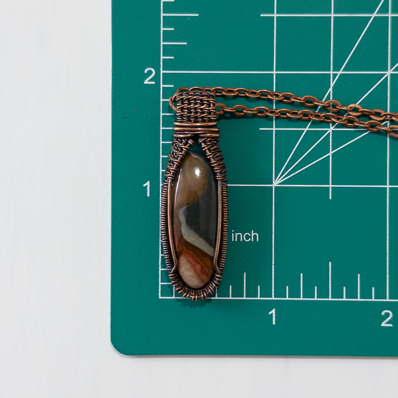 Polychrome Jasper Woven Copper Pendant