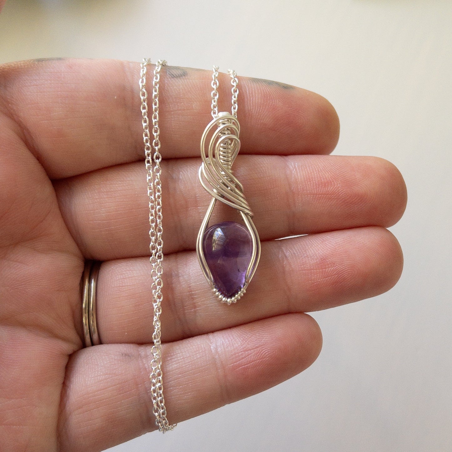 Amethyst & Sterling Silver Wrapped Pendant