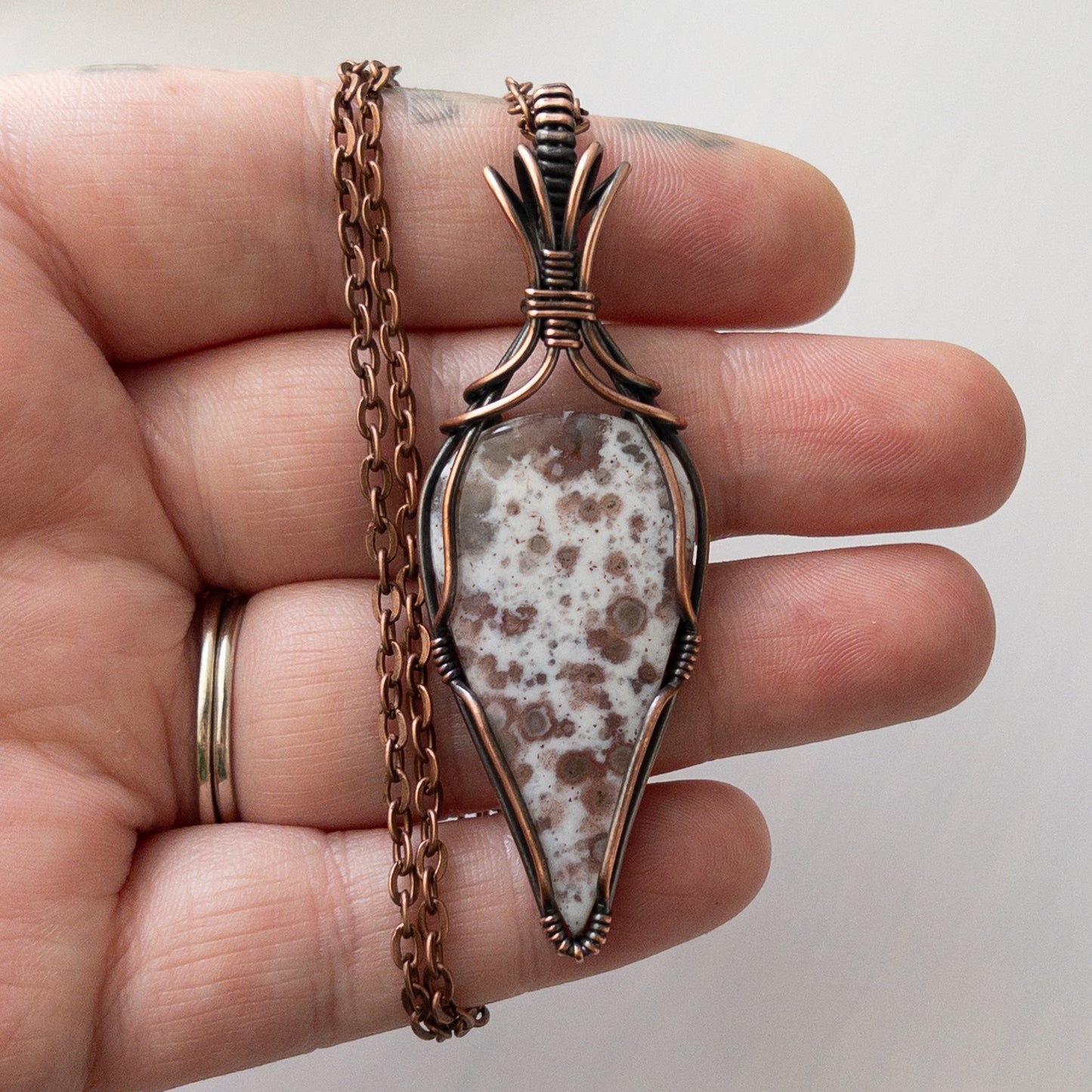 Speckled Agate Copper Wrapped Pendant