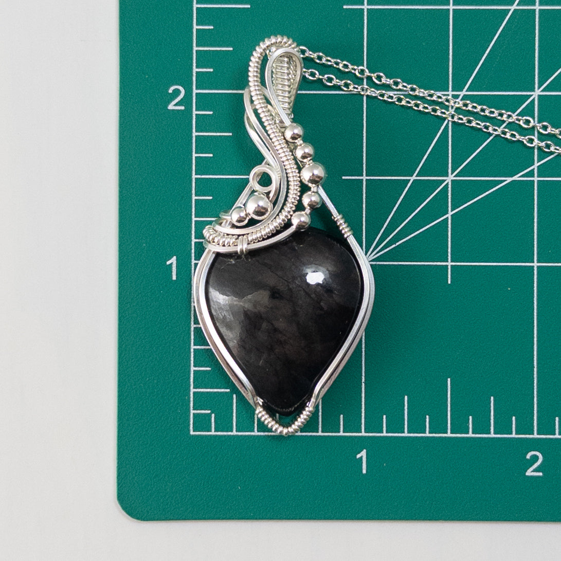 Silver Flash Iolite Sterling Silver Wrapped Pendant