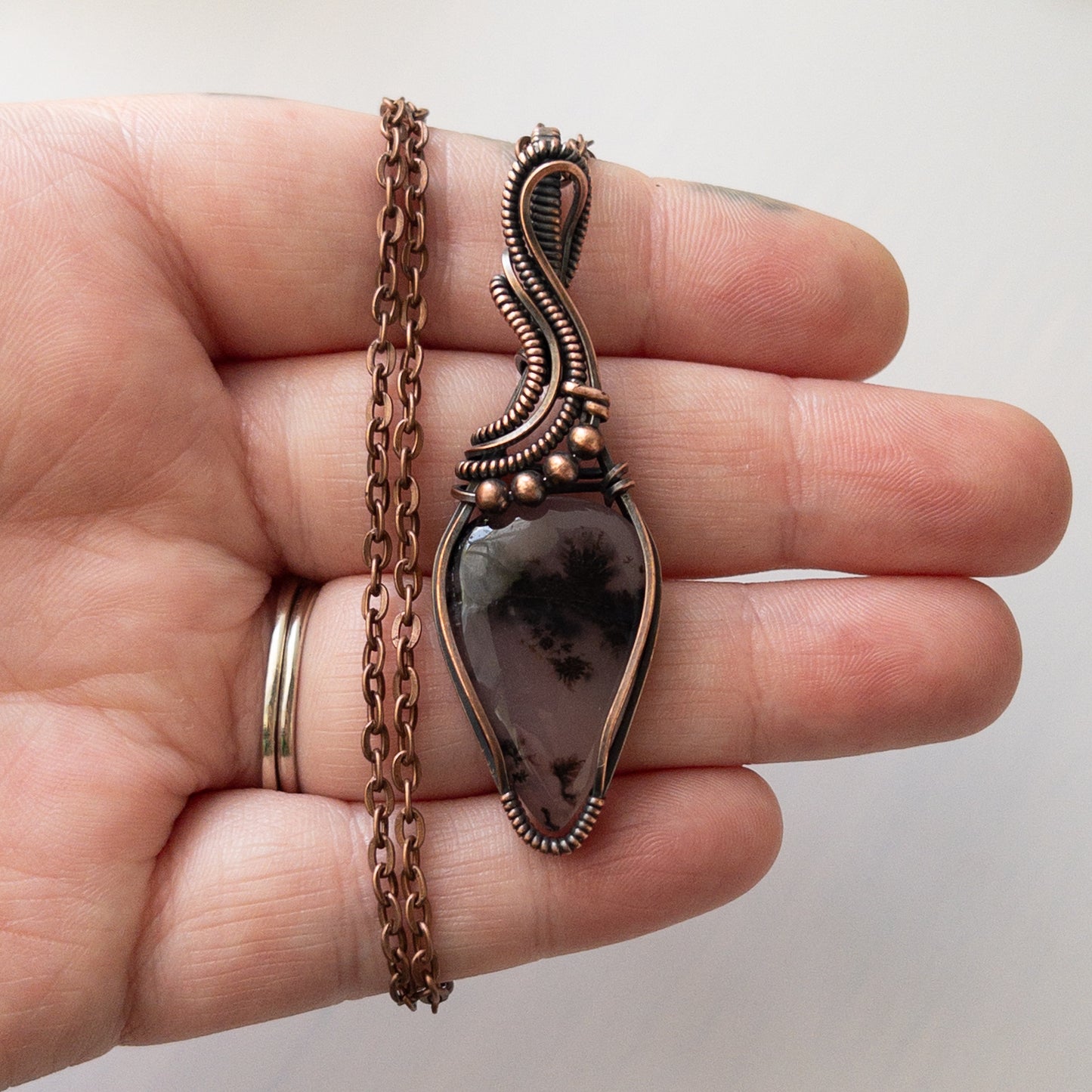 Dendritic Agate Copper Wrapped Pendant