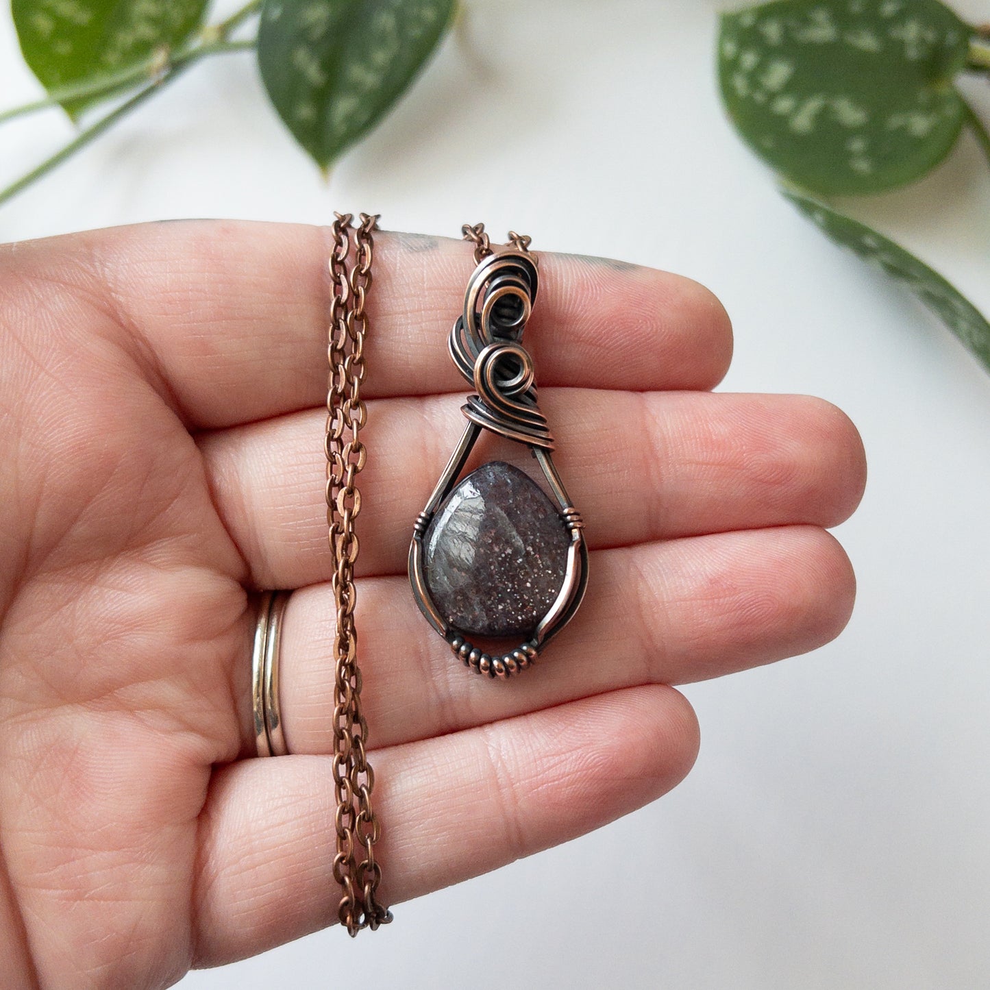 Iolite & Copper Wrapped Pendant