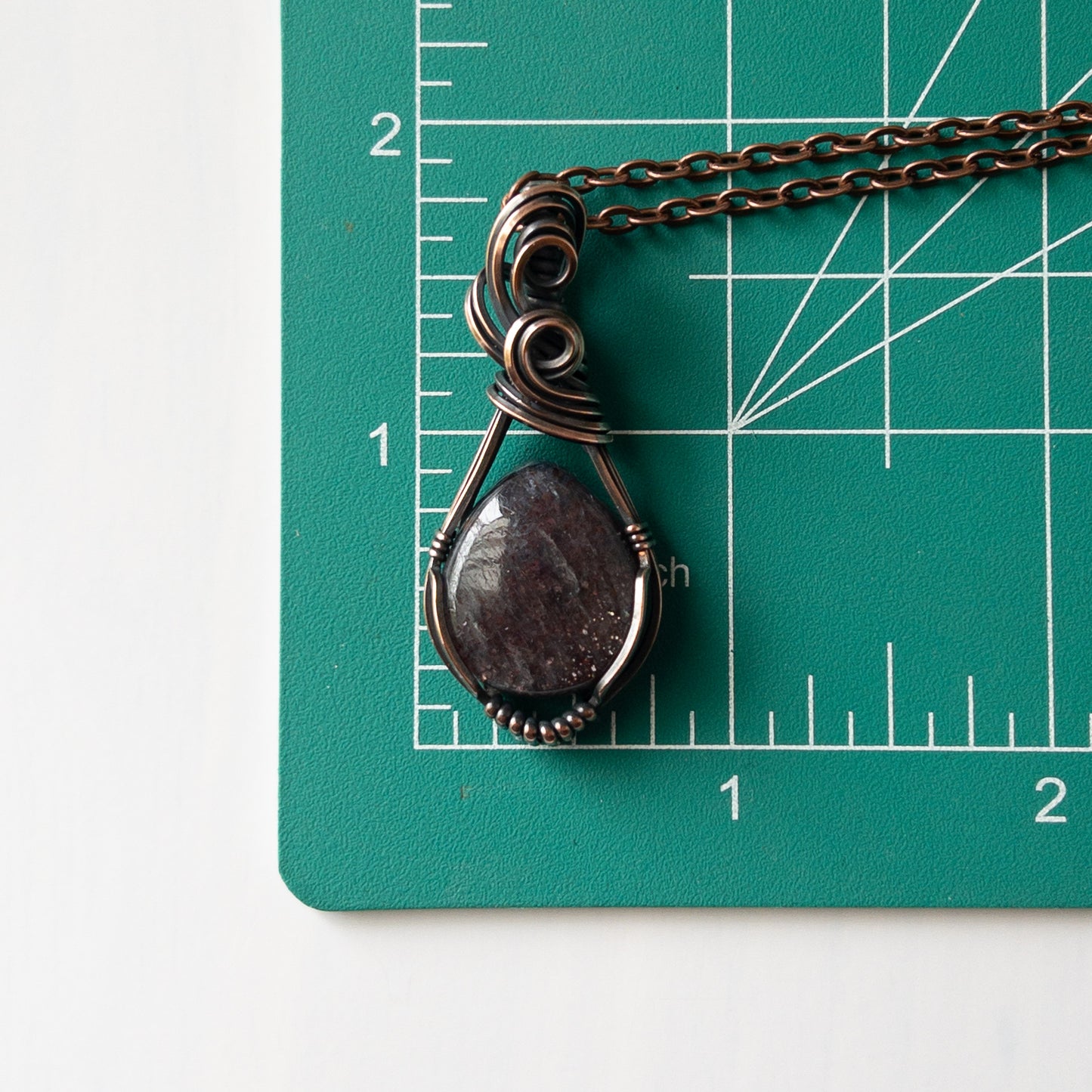 Iolite & Copper Wrapped Pendant