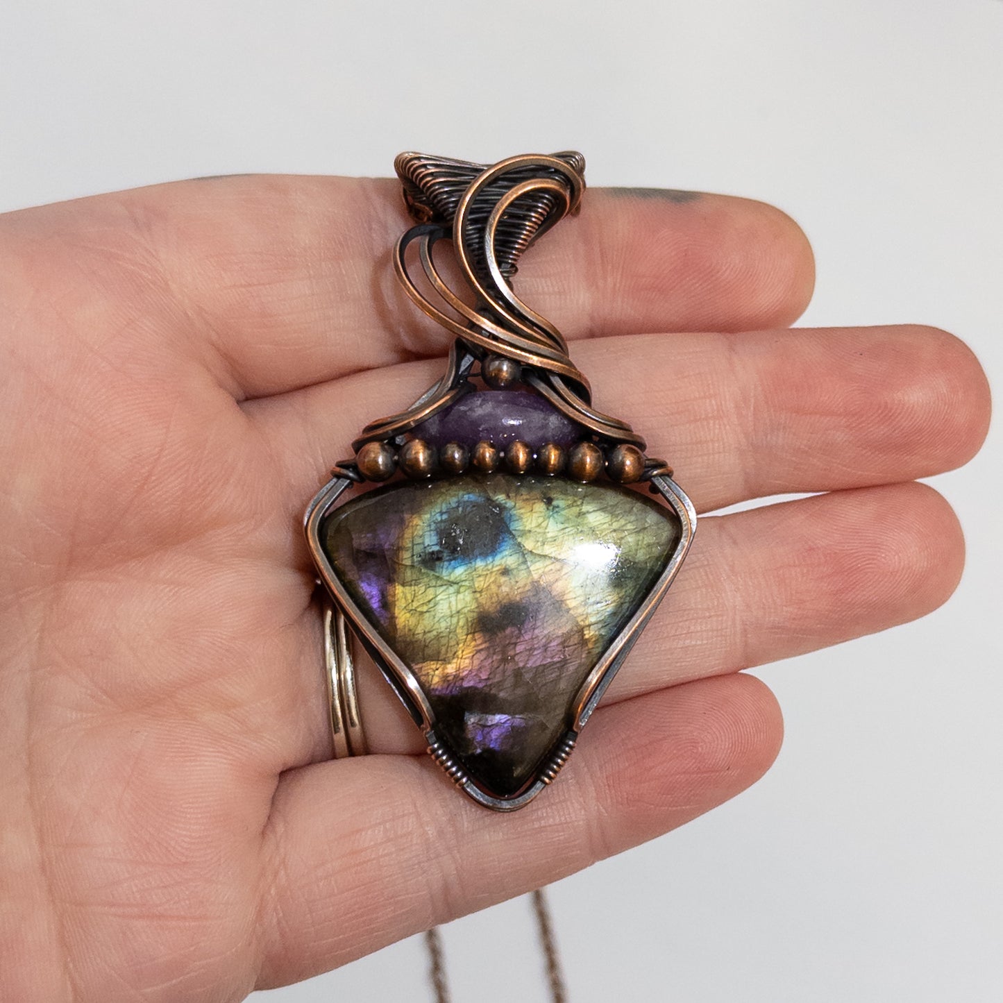 Eudaimonia - Labradorite & Lepidolite Copper Pendant