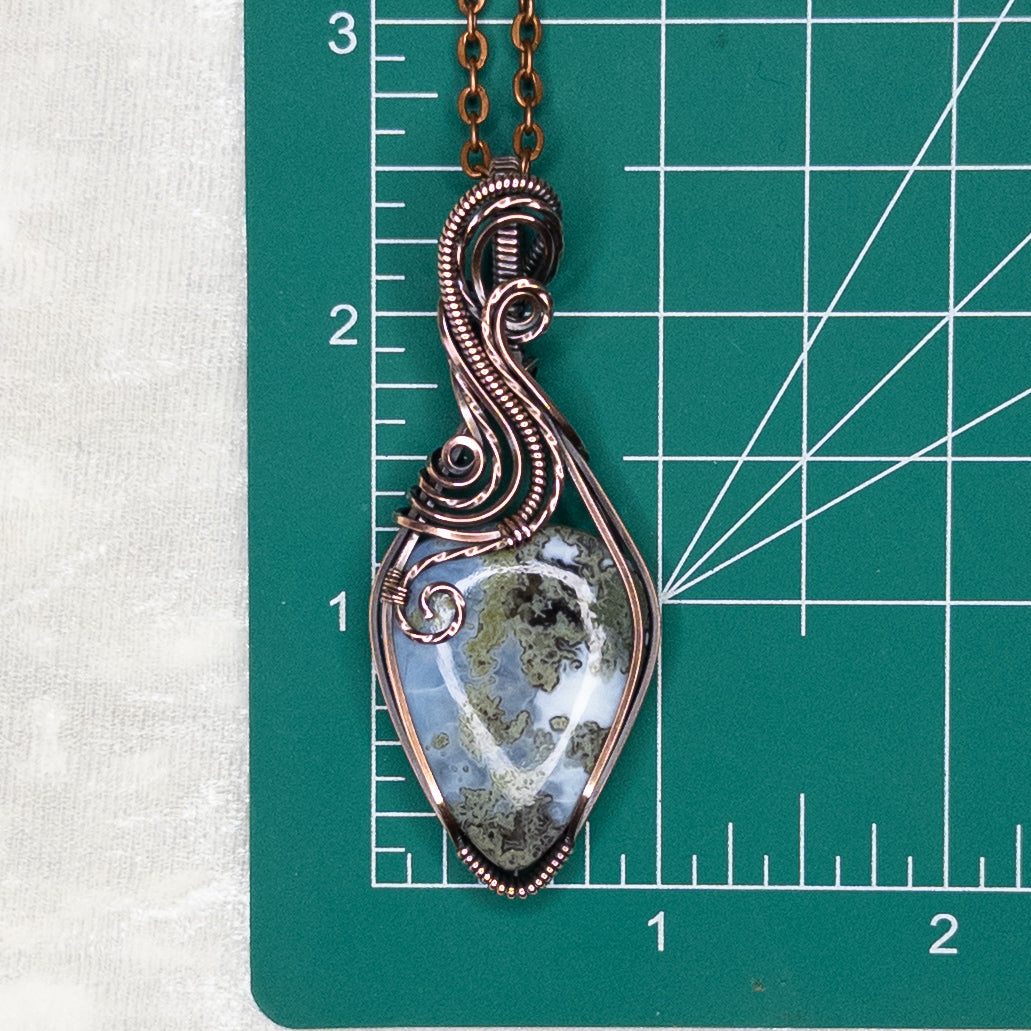 Mossy Blue Opal Antiqued Copper Pendant
