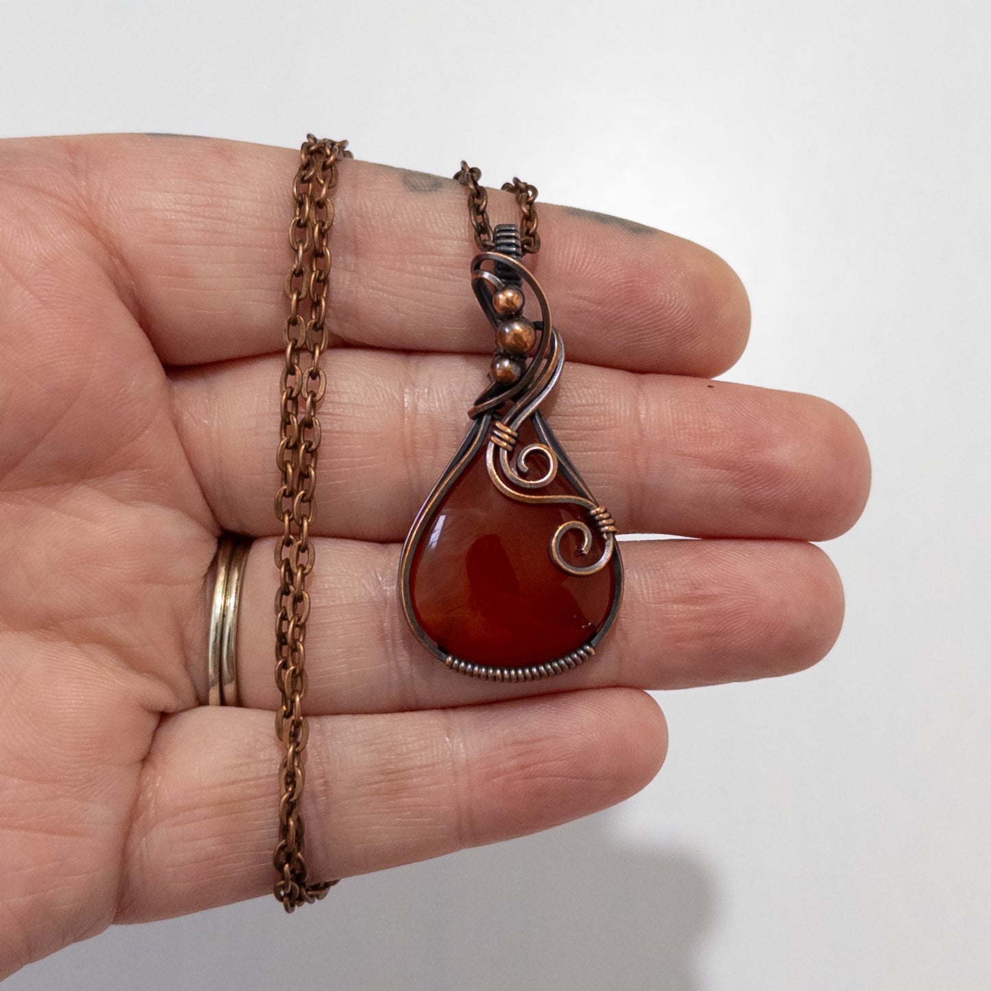 Carnelian Copper Wrapped Pendant