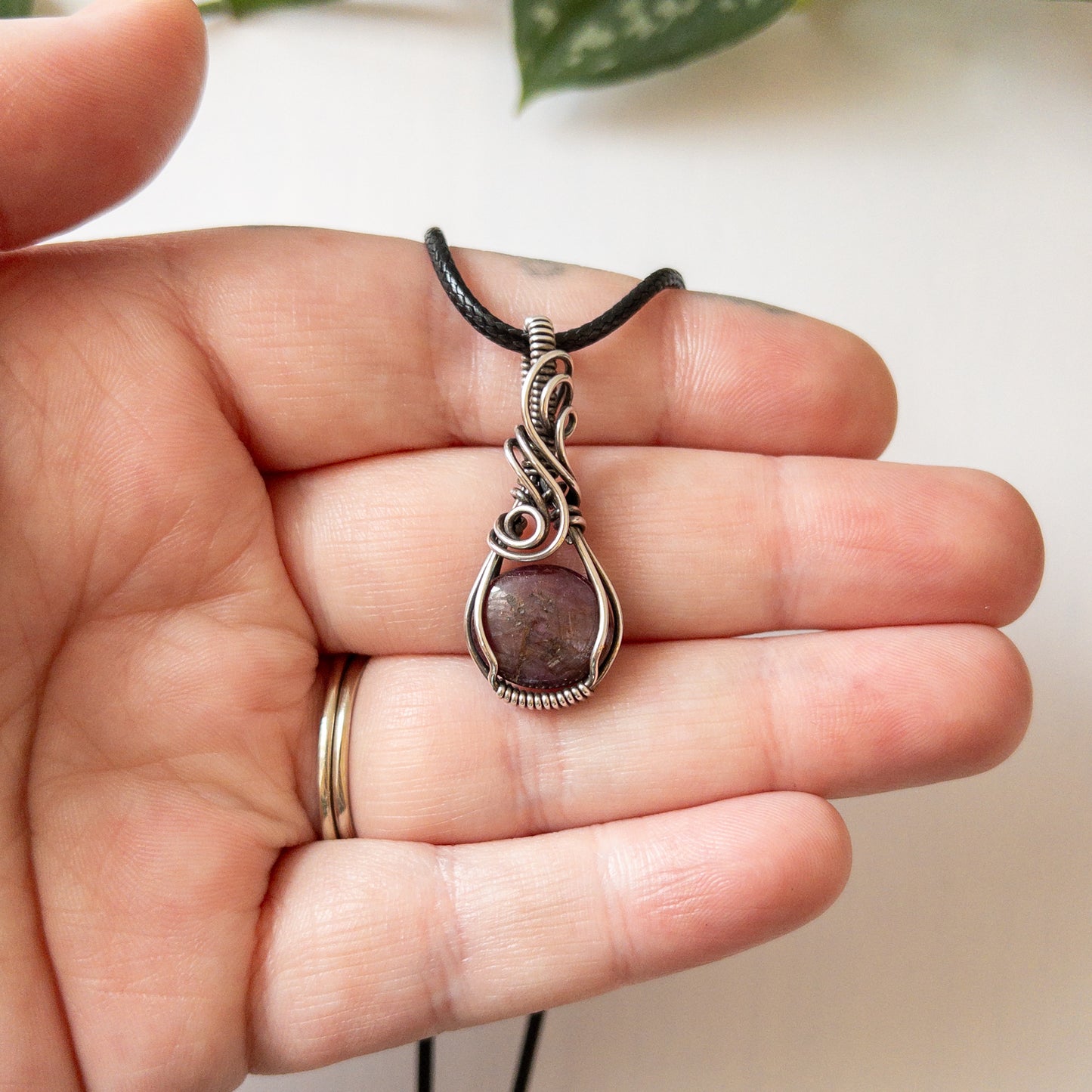 Ruby & Sterling Silver Wrapped Pendant