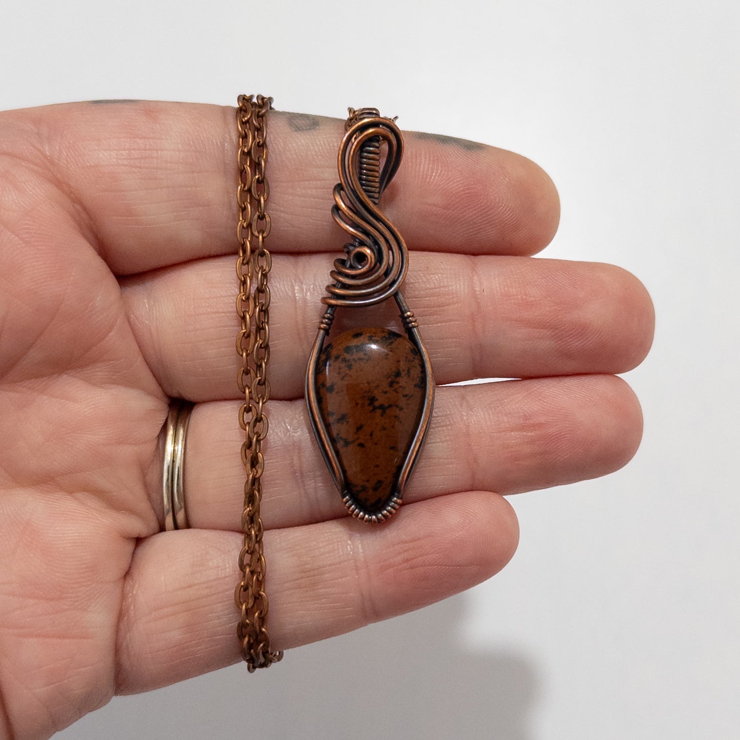 Mahogany Obsidian Copper Wrapped Pendant