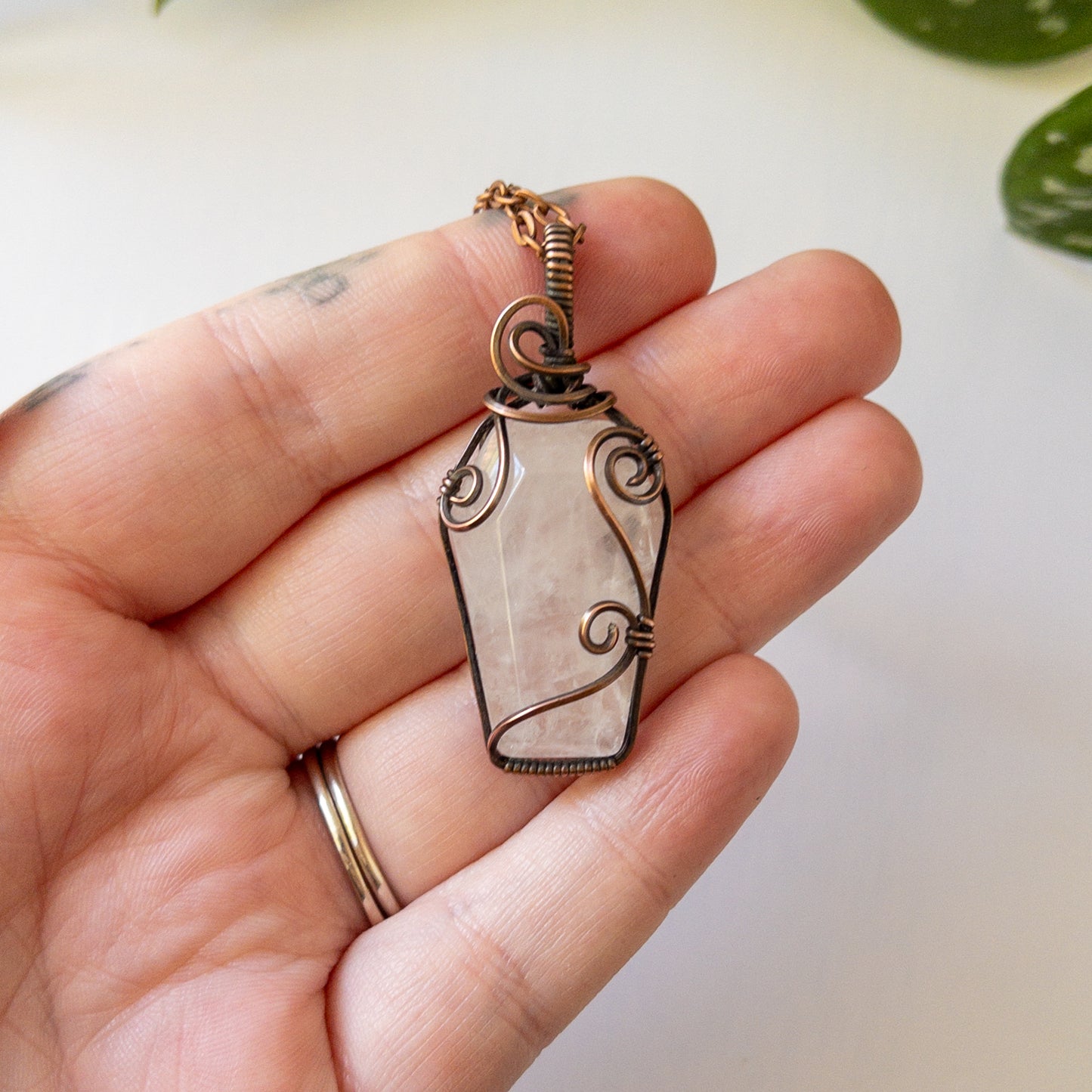 Coffin Pendant - Quartz & Copper