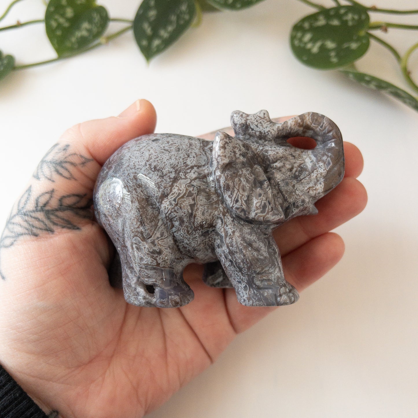 Colorful Moss Agate Elephant A