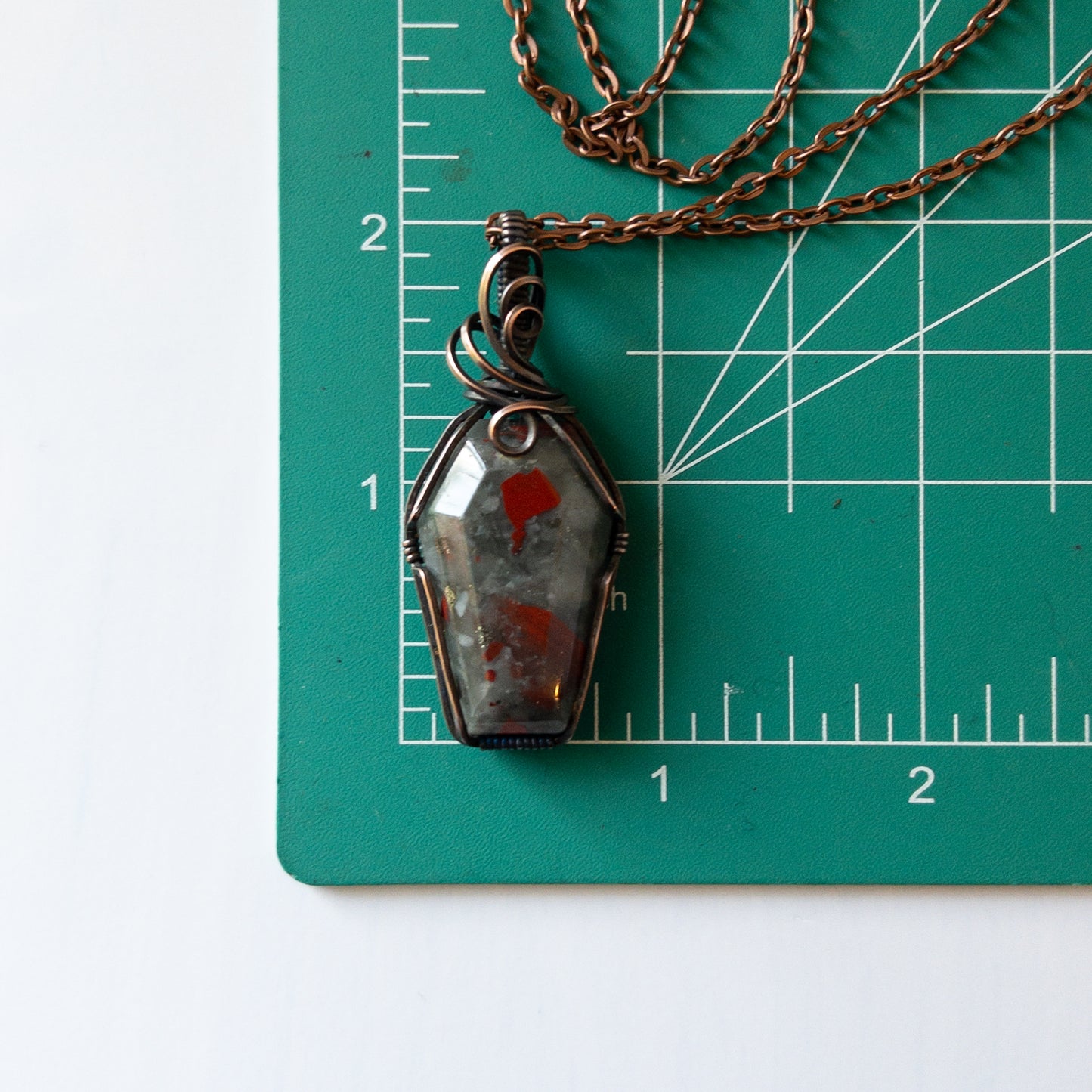 Coffin Pendant - African Bloodstone & Copper (A)