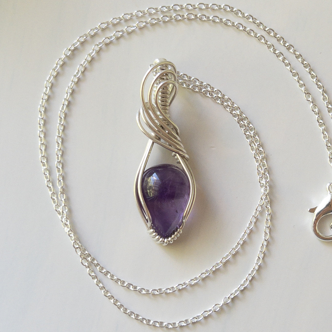 Amethyst & Sterling Silver Wrapped Pendant