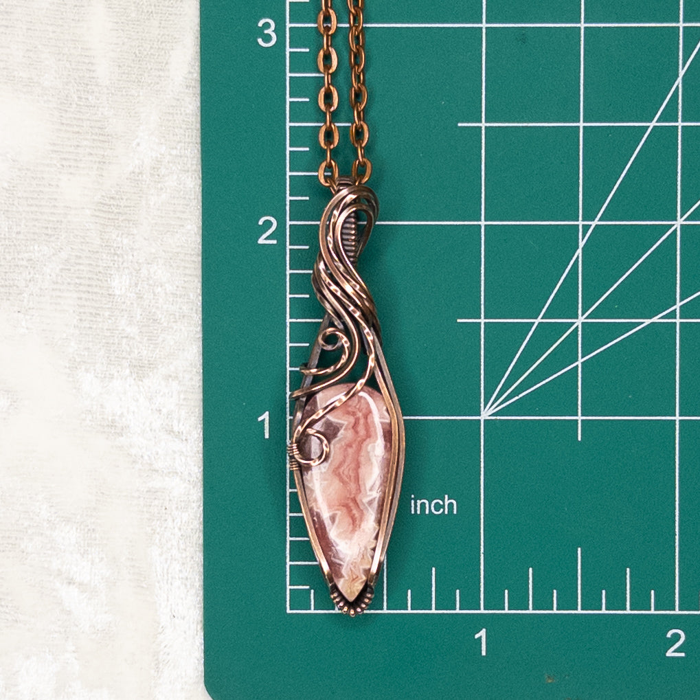 Rhodochrosite Antiqued Copper Pendant