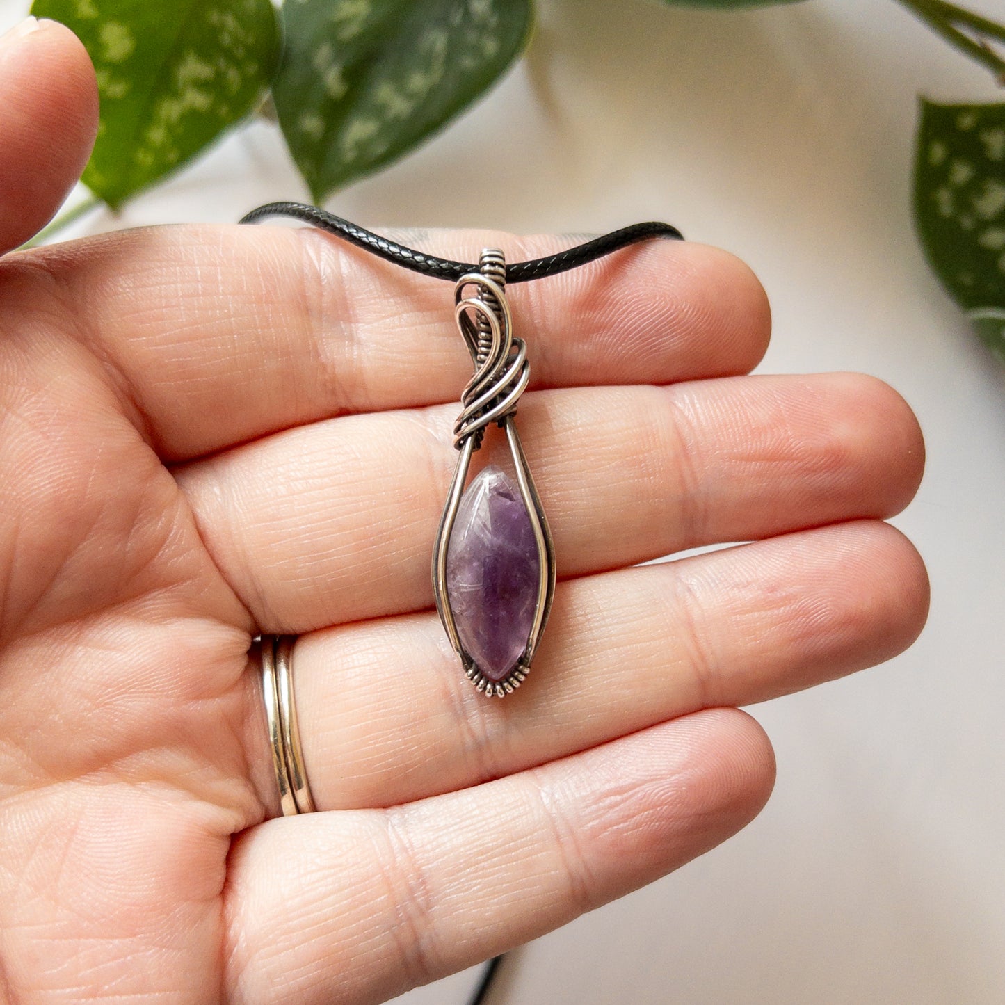 Amethyst & Sterling Silver Wrapped Pendant