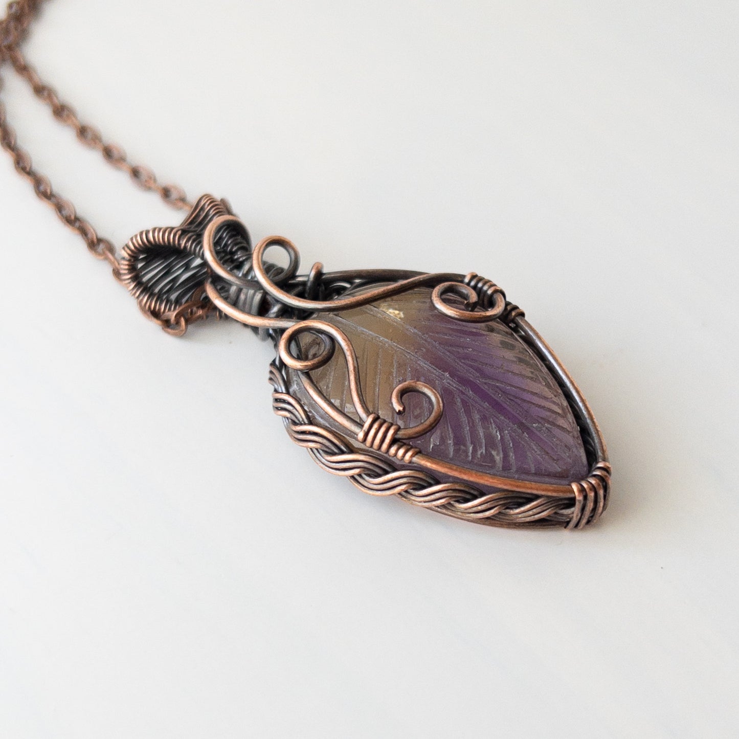 Ametrine “Fairy Leaf” Antiqued Copper Wrapped Pendant
