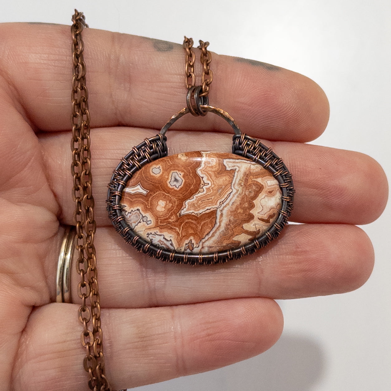 Rosita Jasper Woven Copper Pendant