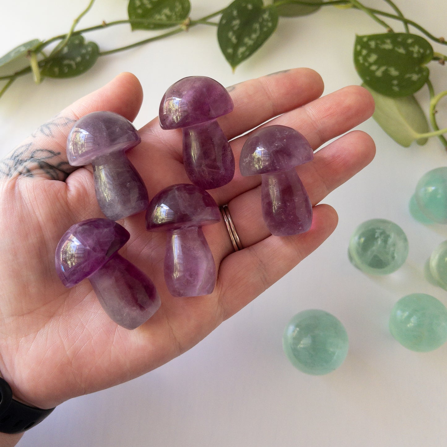 Purple & Green Fluorite Mushrooms
