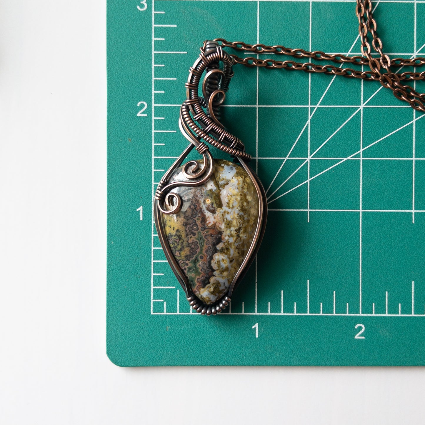 Ocean Jasper Copper Woven & Wrapped Pendant