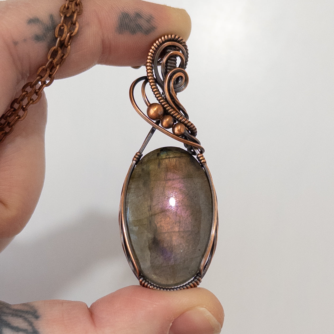 Sunset Labradorite Copper Wrapped Pendant