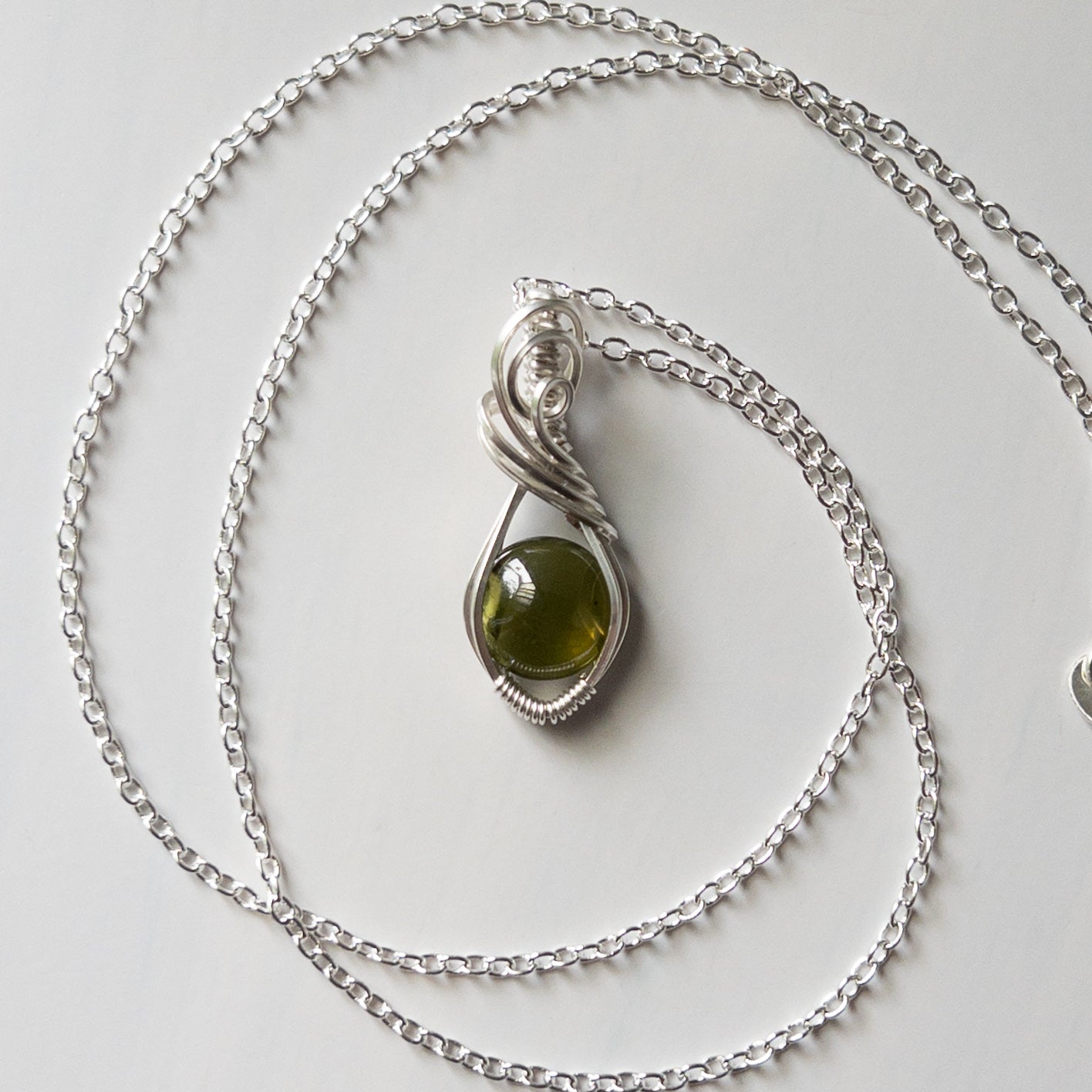 Peridot & Sterling Silver Wrapped Mini Pendant