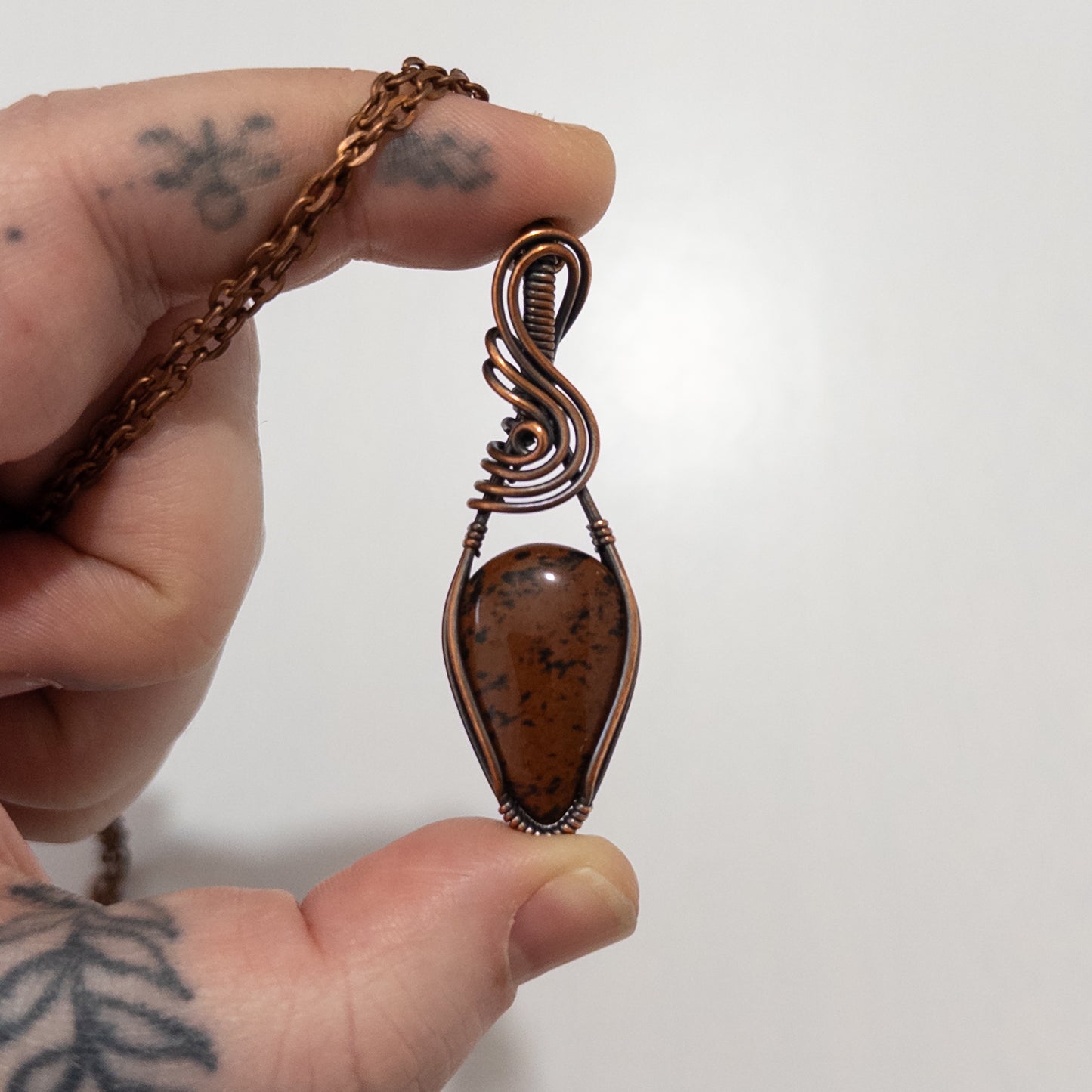 Mahogany Obsidian Copper Wrapped Pendant