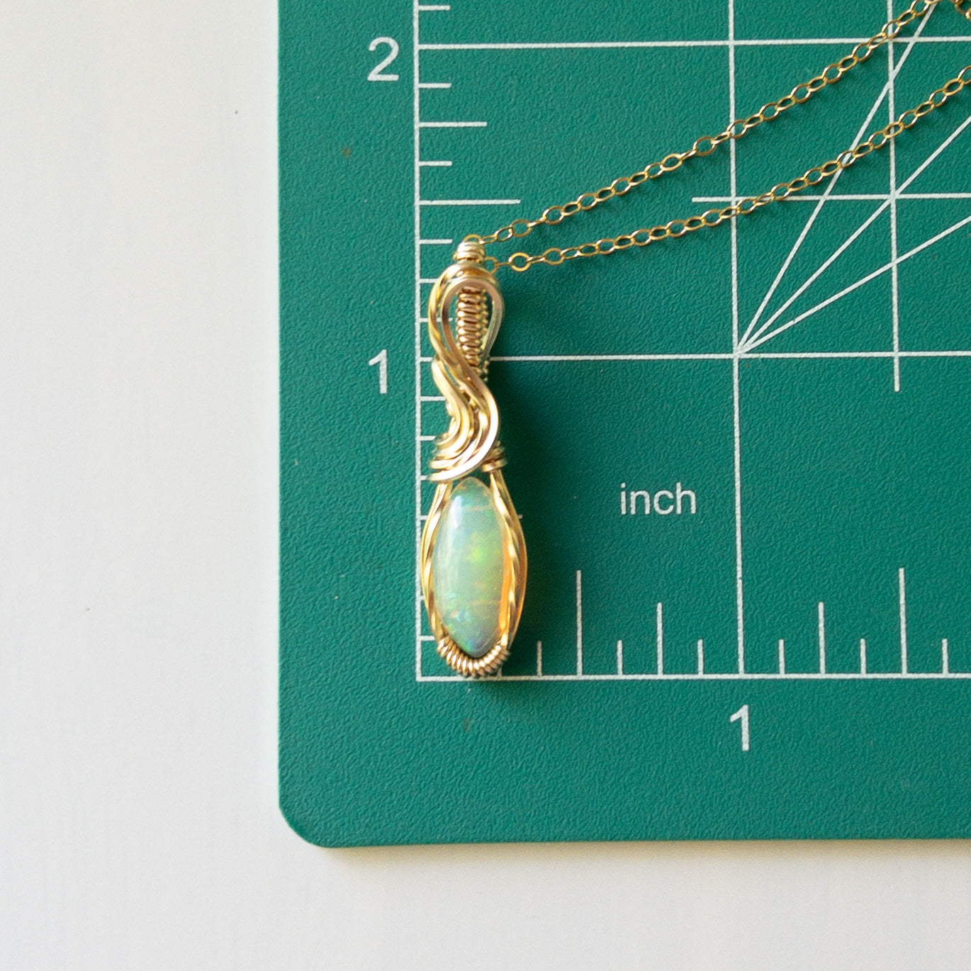 Themis - Opal & Gold Fill Wire Wrapped Pendant