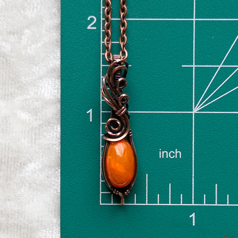 3.95 ct. Orange Ethiopian Opal Pendant - Antiqued Copper