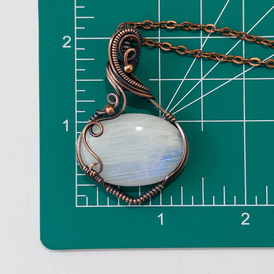 Moonstone Copper Wrapped Pendant