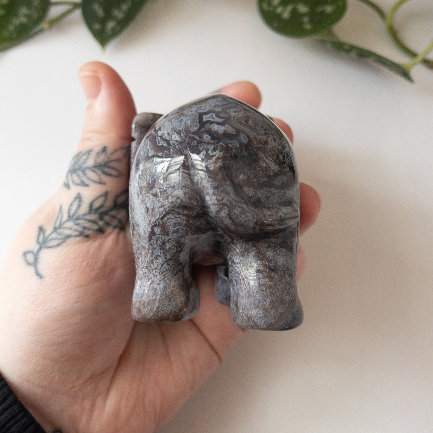 Colorful Moss Agate Elephant B