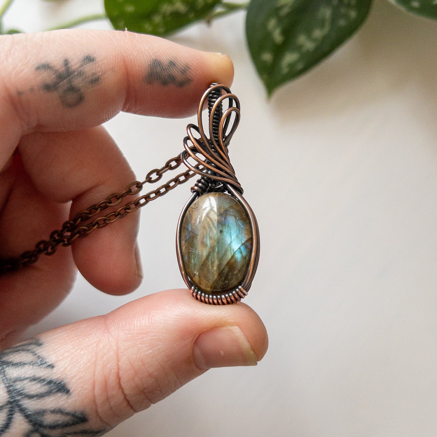 Labradorite & Copper Wrapped Pendant