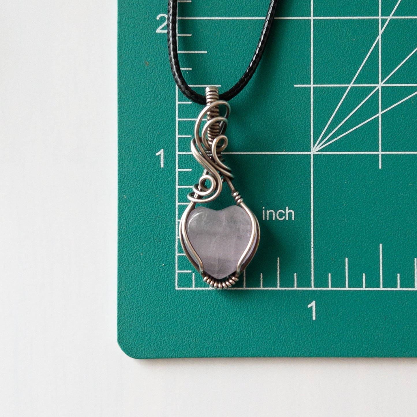 Kunzite Heart & Sterling Silver Wrapped Pendant