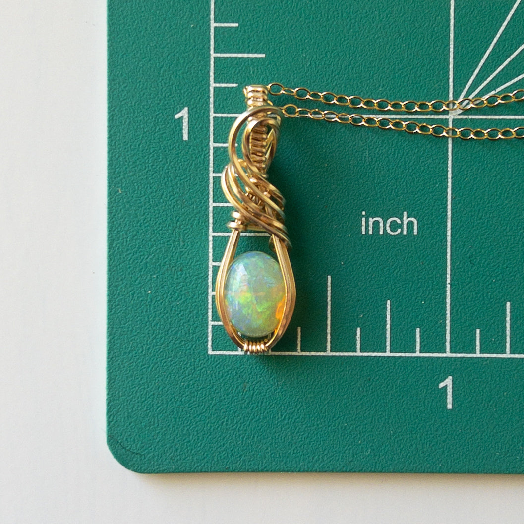 Candere - Ethiopian Opal 14K Gold Fill Wrapped Pendant