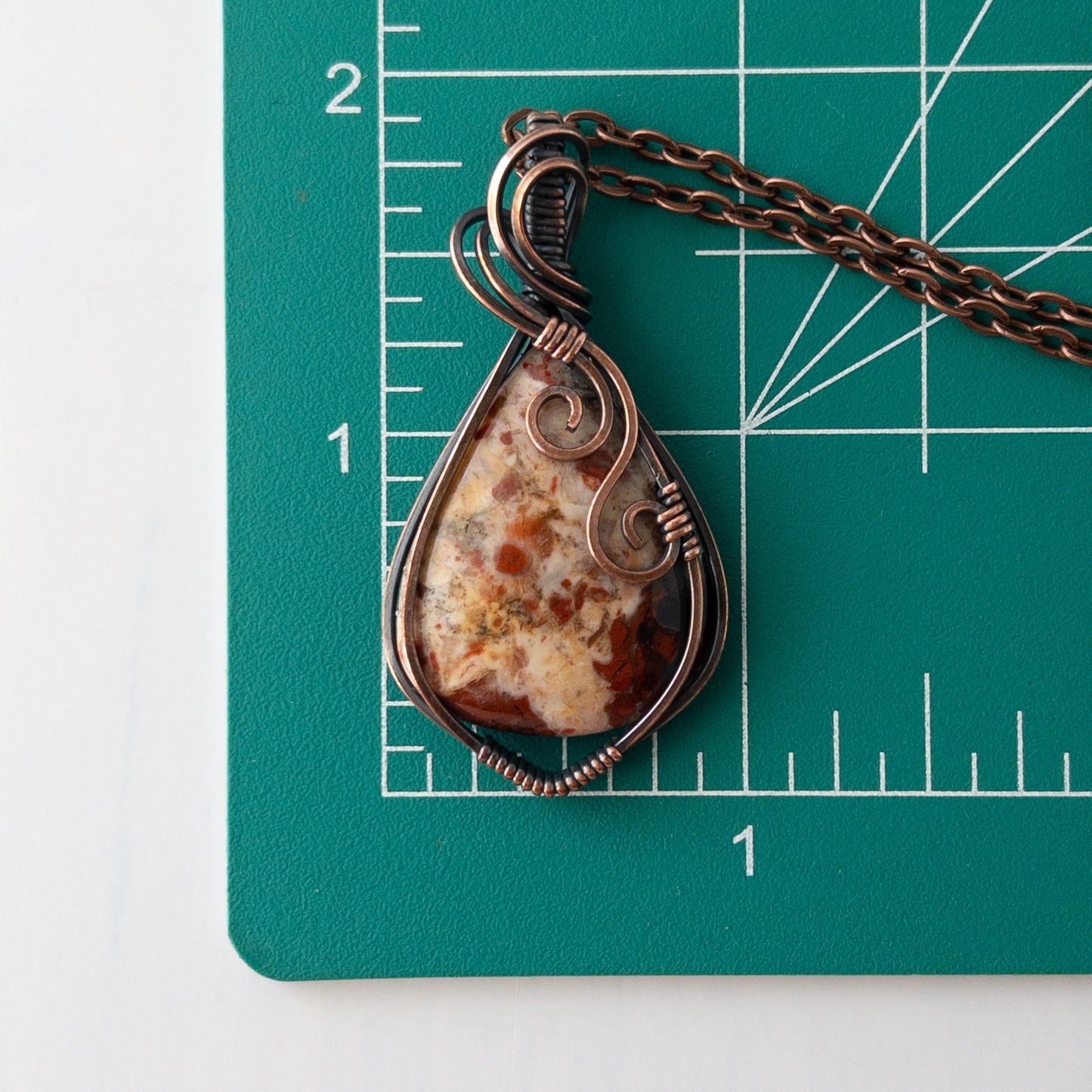 Brecciated Jasper Antiqued Copper Wrapped Pendant