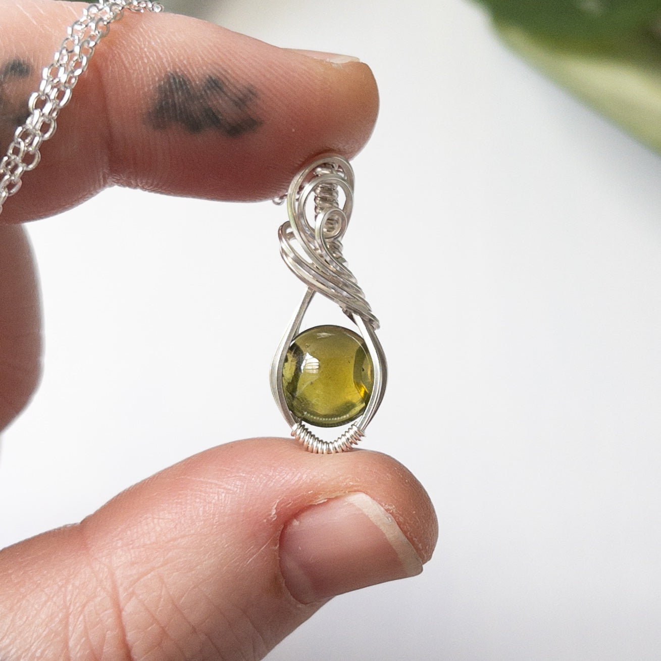Peridot & Sterling Silver Wrapped Mini Pendant