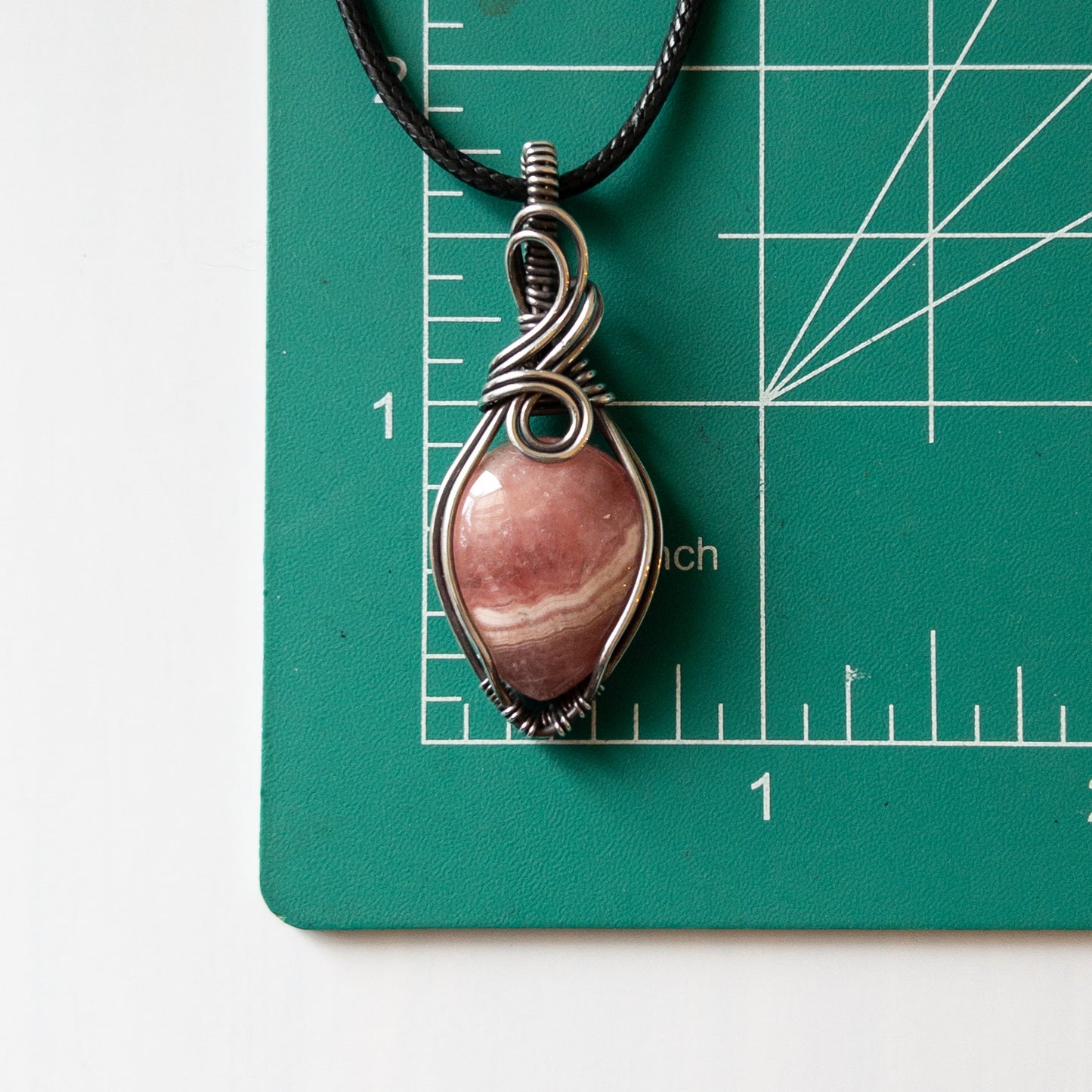 Rhodochrosite & Sterling Silver Wrapped Pendant