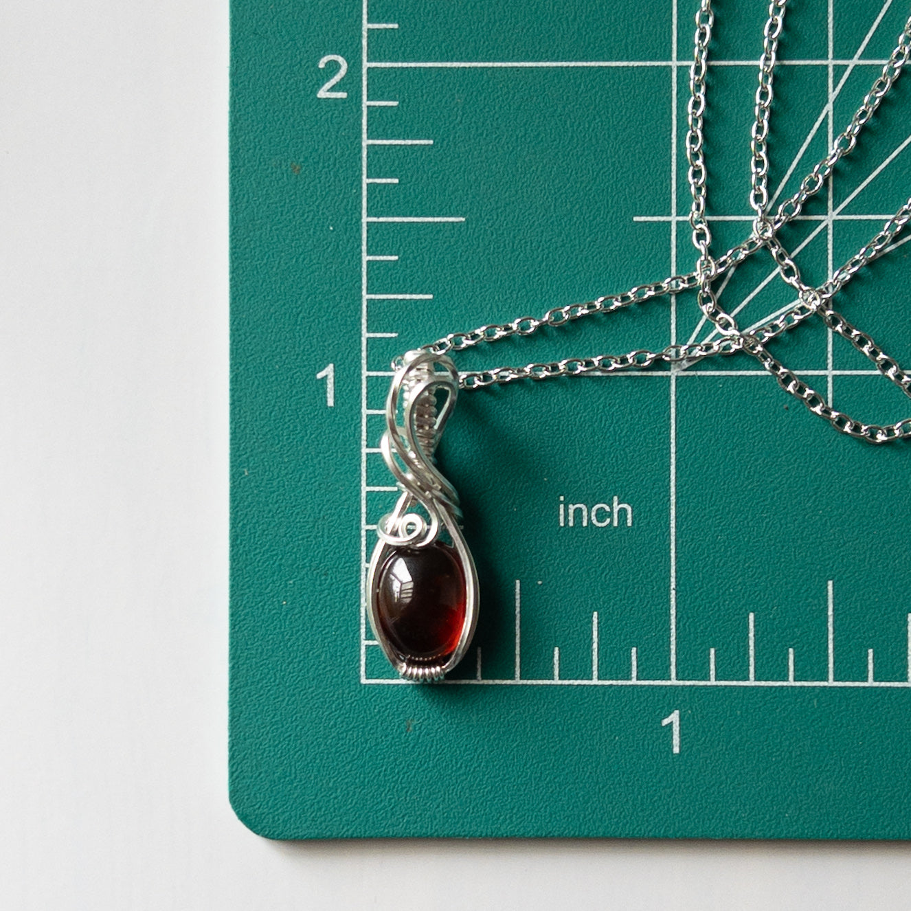 Hessonite Garnet & Sterling Silver Wrapped Mini Pendant