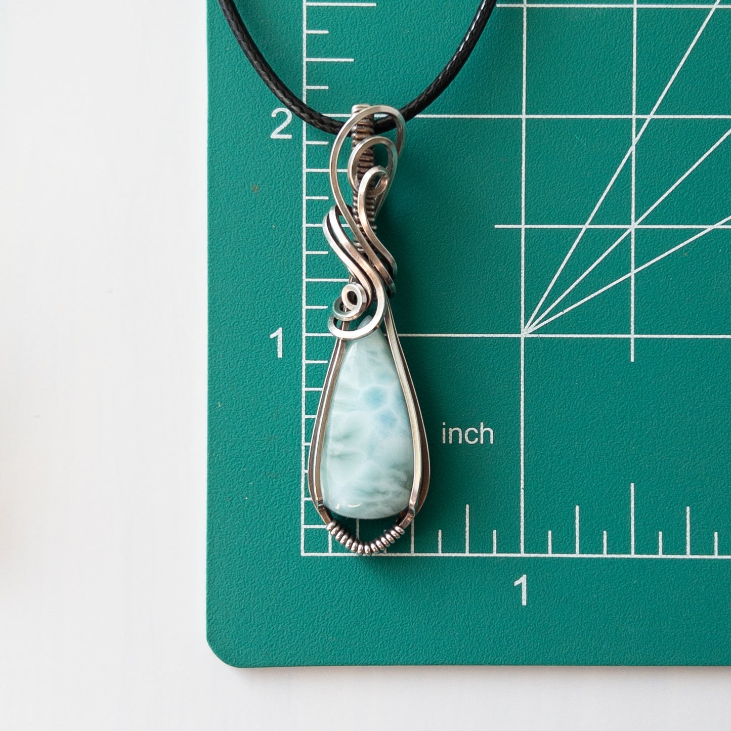 Larimar & Sterling Silver Wrapped Pendant