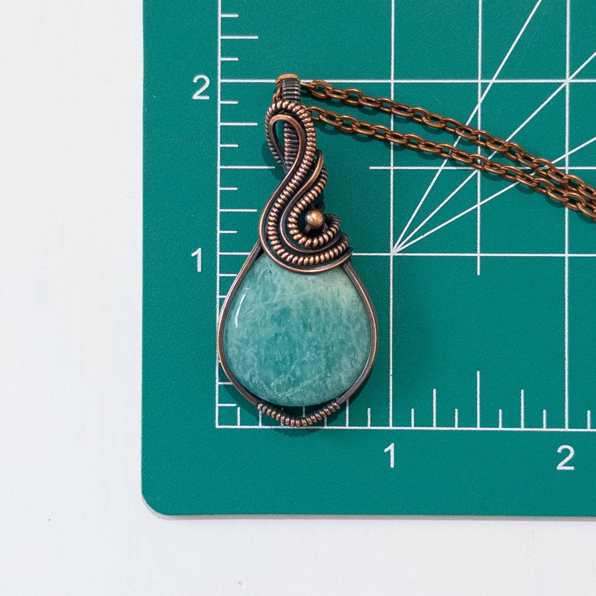 Amazonite Copper Wrapped Pendant
