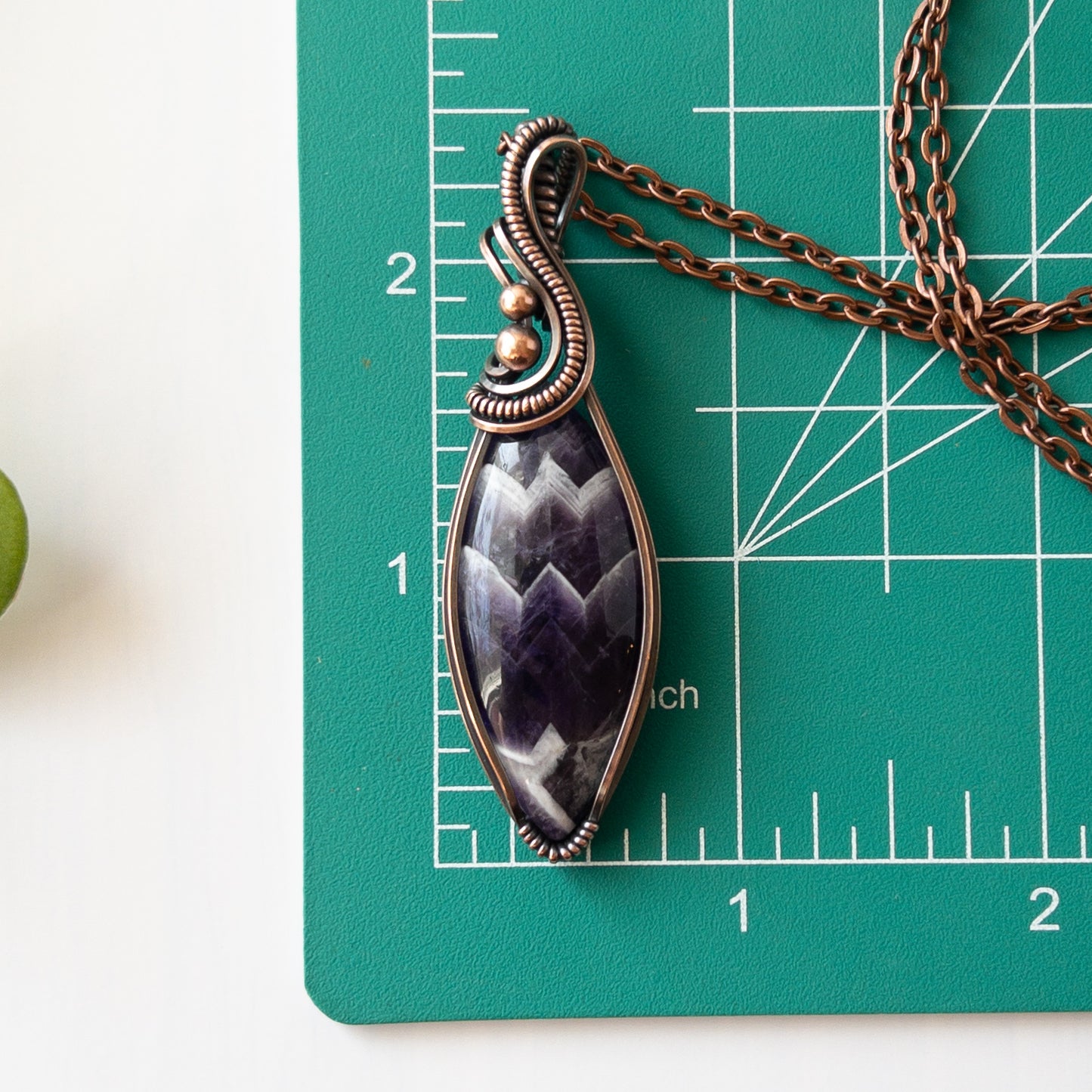 Chevron Amethyst & Copper Wrapped Pendant